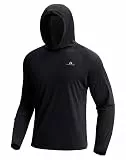 Pullover Herren Laufshirt Funktion Hoodie Langarm Shirt Kapuzenpullover mit Daumenloch Sonnenschutz Hoodie Herren Sonnenschutz UV-Schutz(Black;XL)