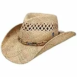 Stetson Arango Western Strohhut Naturfarben Hut 100% Stroh Cowboy-Style Damen Frühjahr bis Winter Natur S (54-55 cm)
