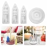 Silikonform Kerzenhalter, 4 Stück Halloween Gießformen Silikon Häuser DIY, Weihnachten Gips Gießformen Und 3 Stück Silikonform Häuser