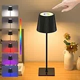 skelo LED Tischlampe Kabellos Dimmbare Touch LED Akku Tischlampe Höhenverstellbar 3 Farbtemperatur RGB IP54 4000mAh Für drinnen und draußen geeignet Wiederaufladbar USB-C Metallmaterial Schwarz 1 PCS