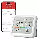 SwitchBot Hygrometer Thermometer Innen, Temperatursensor mit Datum/Wettervorhersage/Intelligenter Warnung, Kostenloser Datenspeicher-Export, SwitchBot Hub und Außenmeter erforderlich für Wetterstation