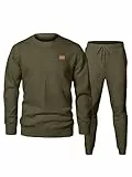 Elegancity Trainingsanzug Herren Set Herren Pullover Sweatshirt und Sporthose Lang 2-Teilige Jogginganzug Sportanzug Herbst Tracksuit,Grün M