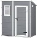 Keter Manor Pent 6x4 Gartenhaus wetterfest, Kunststoff, Outdoor, Außenmaße: BxTxH:183.5 x 111 x 200.5 cm, Innenmaße: 168.5 x 97 x 154 cm, grau