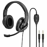 Hama PC Headset, Over Ear Kopfhörer mit Mikrofon (Headset mit Lautstärkenregler und verstellbarem Mikrofonarm, für Videokonferenzen, Homeoffice, Callcenter, eLearning, 2 Klinkenstecker 3,5mm) schwarz