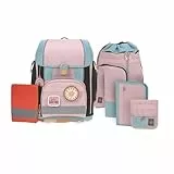 LÄSSIG 7-teiliges Schulranzen Set Kinder/School Set Boxy Unique rose/blue/black