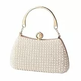 MIFXIN Damen Exquisite Diamant Schleife Clutch Tasche Frauen Glänzend Abendtasche mit abnehmbarer Kette Schleife Zubehör für Party Dinnerparty Alltag, E-White, one size