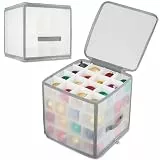 DECO EXPRESS Weihnachtsschmuck Aufbewahrungstasche mit Reißverschluss und Tragegriffen, Organizer für Weihnachtskugeln & Adventskranz, Feiertagsschmuck Aufbewahrungsbox (Weiß Weihnachtskugel Box)