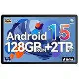 Whitedeer Tablet, Android 15 Tablet 10 Zoll mit 30GB RAM+128GB ROM, Octa Core, Widevine L1, Wi-Fi 6G/BT 5.3, 6200mAh, Computermodus unterstützt - Schwarz