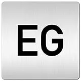 Türschilder24 XXL Türschild • 125 x 125 mm • Etagenschild/Geschoss- Hinweisschild • (A: Mit doppelseitig klebenden Montagestreifen, EG - Erdgeschoss)
