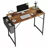 Yansee Schreibtisch Schwarz 80×40×74.5cm Computertisch Bürotisch mit Kopfhörer Halter und Aufbewahrungstasche, Kleiner Schreibtisch Arbeitszimmer Holz PC Tisch Officetisch für Home, Office, Braun