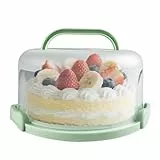 VELLUSTRA Kuchen Transportbox rund mit Deckel Kuchenbehälter 31,5 cm Durchmesser, Innenhöhe 14.5 cm, Tragbarer Tortentransportbox für 10 Zoll Kuchen, BPA Frei Tortenbehälter, Tortenbox, Tortenteller