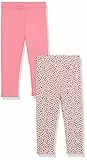 Amazon Aware Mädchen Jersey-Leggings aus Baumwoll-Stretch, 2er-Pack, Rosa/Blumenaufdruck, 10 Jahre