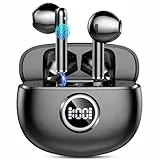 Bluetooth Kopfhörer, Kopfhörer Kabellos Bluetooth 5.3 mit HD Mic Stereo HiFi, In Ear Kopfhörer 40H Sport Kopfhörer LED Display, Kabellose Kopfhörer USB-C IP7 Wasserdicht USB-C für Android/iOS, Schwarz