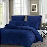 Gezu Bettbezug aus Flanell, 240 x 260 cm, dunkelblau, Winter, Bettwäsche, Samt, doppelseitig, dick, flauschig und warm, für 2 Personen, mit 2 Kissenbezügen, 65 x 65 cm, mit Reißverschluss