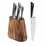 Tefal Jamie Oliver by K267S7 7-teiliger Messerblock, 6 Küchenmesser + Holz, hohe Schneideleistung, unverwechselbares Design, widerstandsfähige und langlebige Klingen, Braun/Schwarz