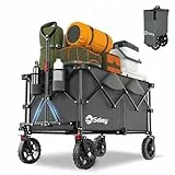 Sekey XXL Plus Bollerwagen Faltbar 200L 200KG Tragkraft, Faltbarer Bollerwagen Geländetauglich mit Bremsen, Handwagen Patentiert Klappbar aus Vier Richtungen, XXL-PlusG 4010, Anthrazit