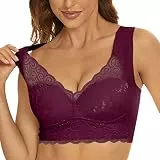 BH Damen Ohne Bügel Komfort Spitze Nahtloser Minimizer BH Starker Halt Klassischer Push up Soft Damen-BHS Baumwoll Atmungsaktiv Bralette Wohlfühl Bustiers Top Nvisible Support Bra Lila L