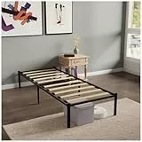 Dreamzie Bett 90x190 cm aus Metall mit Lattenrost - Bettrahmen mit Holzlatten - Bettgestell 90x190 Höhe 41cm - Schwarz
