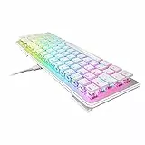 Roccat Vulcan II Mini 65% Optical Gaming Tastatur (DE-Layout), RGB-Beleuchtung, abnehmbares Kabel, Aluminiumoberfläche, weiß, ROC-12-061