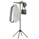 SONGMICS Wäscheständer, Standtrockner, 3 drehbare Arme für Kleiderbügel, 4 Beine, klappbar, für Innenbereich, Edelstahl, für Kleidung und Socken, 150 cm hoch, schwarz LLR510B01
