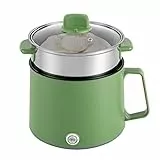 tragbare Antihaft Topf Elektrischer Hot Pot Multikocher Multifunktions-Elektroherd 1.7L Grün mit Dampfgarer