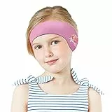 MoKo Schwimmen Stirnband, Neopren Schwimmband Ohrenband Wasserdichtes Kopfband Haarband mit Hohe Elastizität Ohrenschutz Band für Kinder Alter 1-2, S Größe - Rosa&Meerjungfrau