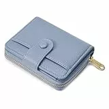 ANYWN Geldbörse Damen klein aus Weichem Leder, Kleines Portemonnaie Damen, Mini Geldbeutel mit Großes Zipper Münzfach Blau