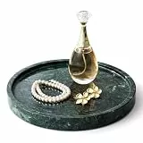 WORHE Tablett aus Naturmarmor, 24 cm rundes Marmor-Ringablage für das Badezimmer, Schmucktablett, Couchtisch, Aufbewahrungshalter für das Waschbecken, Nachttisch, Wohnaccessoire, grün (DEN55)