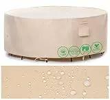 F&J Outdoors Gartenmöbel Abdeckungen Wasserdicht Runde 158x70cm Gartentisch Wetterfest Heavy Duty Schutzhülle Plane Patio Möbel Rainproof Beige