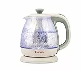 Girmi BL41 Wasserkocher + Teebereiter aus Glas, 1100 W, Abnehmbarer Edelstahlfilter, Sicherheitsheizelement, 360° drehbare Basis, Kabellos, 1 Liter, Aquagrün.