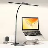 EppieBasic Schreibtischlampe LED Dimmbar, 12W Schreibtischlampe mit Metallbasis für Homeoffice, Augenschutz Schwanenhals Büro Tischlampe, Monitor Lampe, Schreibtischleuchte, Tageslichtlampe - Schwarz