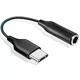 USB C auf 3,5 mm Klinke Adapter, USB C Kopfhörer Adapter, USB Typ C auf Aux Audio Adapter Kompatibel mit Samsung Galaxy S23 S22 S21 S20 Note20 A73 A53 A33, Google Pixel und Mehr, Schwarz