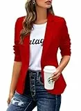Cicy Bell Damen Casual Langarm Blazer Revers Büro Arbeit Blazer Jacke Rot XL