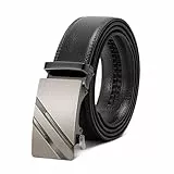 WERFORU Herrengürtel,Verstellbarer Leder-Ratschengürtel 3.5cm Passform,Herren Automatik Schnalle Gürtel für Anzug Jeans