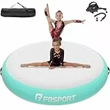 FBSPORT Airspot, 20CM Höhe Airtrack Matte, Durchmesser 140CM Aufblasbare Tumbling Matte, Trainingsmatte mit Pumpe, Aufblasbare Gymnastikmatte, Turnmatte