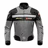 BORLENI Motorradjacke Herren Motorrad Jacke Winddicht mit Protektoren Protektoren Jacke Roller Biker Touren Damen Grau XL