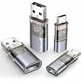 JSAUX USB Datenblocker & USB C Datenblocker (4er Pack), Transparenter Typ-A & Typ-C Data Blocker nur zum Aufladen, Schutz vor Juice Jacking, Verweigerung von Hacking, Sicheres Aufladen