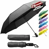 ZENO Regenschirm Taschenschirm Kompakt – Automatik Windfest Klein, Faltbarer Reise-Regenschirm für Damen & Herren, Stabil mit 9 Fiberglas-Rippen, Wasserabweisend Teflon, Schwarz