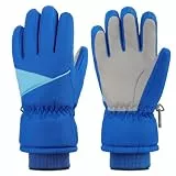 TBoonor Ski Handschuhe Kinder, Winterhandschuhe mit warmem und atmungsaktivem Fleece-Innenfutter, Kinderhandschuhe wasserdicht und Winddicht,Fahrradhandschuhe für Jungen und Mädchen von 3-12 Jahren