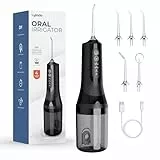 Lyinda Munddusche Kabellos Trragba Elektrische, Best Oral Irrigator 2025, 5 Multifunktionale Jet-Tipps und 4 Modi, 300ML Wassertank, IPX7 Wasserdicht, Tägliche Tiefenreinigung Reinigung auf Reisen