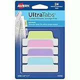 AVERY Zweckform Art. 74768 Haftstreifen transparent/pastell (24 Haftnotizen, 63,5x25,4mm, beschreibbare Index Tabs Folie, ablösbare Klebezettel, Page Marker, Sticky Notes, Klebemarkierungen)