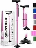 HONEYBULL Selbststehender Gehstock für jedes Gelände – Faltbar, höhenverstellbar, mit ergonomischem Griff & Rutschfester Drehspitze – für Senioren & Erwachsene, Männer & Frauen (Rosa)