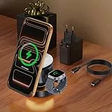 iVANKY 5-in-1-Wireless-Ladegerät für iPhone 17 Ladestation mit Nachtlicht, 15 W 3-in-1-Reiseständer für MagSafe-Magnetladegerät für iPhone 17/16/15/14, Apple iWatch, Airpods (Mit 100W-Netzteil)