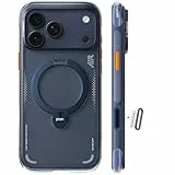 TORRAS Ostand Q3 Air für iPhone 17 Pro Hülle mit echtem Airbags Doppelter Schutz (360° Magnetischer Robust Ständer) Matt Handyhülle mit Kamerasteuerung Taste Mitternachts