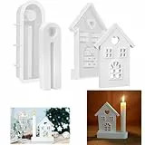 Heyzeibo Silikonformen Gießformen Häuser Kerzenhalter mit Sockel, Silikonform