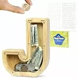 LEcylankEr Spardose Kinder Personalisierte A-Z Alphabet Sparbüchse Holz Spardose Dekoration Kreative groß Sparschwein als Geschenke für Geburtstag, Weihnachten und Thanksgiving (J)