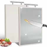 Gucass Schneidebrett Doppelseitiges, Schneidebretter aus Lebensmittelecht Edelstahl 304 und Kunststoff, Küchenbrette mit Saftrillen und Griffe, Titanium Cutting Board Leicht zu Reinigen(38×26cm)