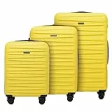 WITTCHEN Skyspeed Line Reisekoffer 3er Koffer-Set Rollkoffer Trolley Handgepäck Reisekofferset Hartschalenkoffer ABS Kombinationsschloss Teleskopgriff 4 Rollen Gelb Lufthansa/Eurowings/Ryanair/Condor
