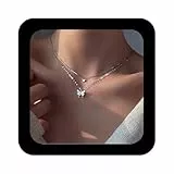 Cimenexe Bohème Schmetterling Anhänger Halskette Choker Silber Kristall Choker Halskette Geschichtet Spitze Kette Halskette Insekt Kette Halskette Schmuck für Frauen