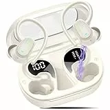 OYIB Bluetooth Kopfhörer Sport, 50 Std Kopfhörer Kabellos Bluetooth 5.4 mit HD Mic, 2025 Kopfhörer In Ear HiFi Stereo, Dual LED-Anzeige, IP7 Wasserdicht Ohrhörer mit Ohrhaken für Arbeit Sport Weiß